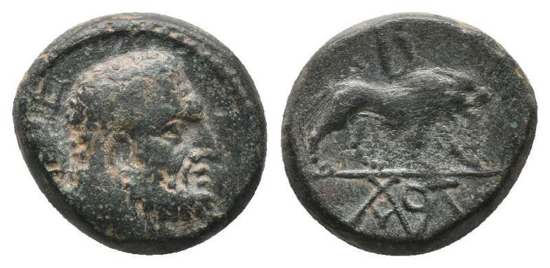 KINGS OF GALATIA. Amyntas (36-25 BC). AE Bronze
Obv: Head of Herakles right, wi...