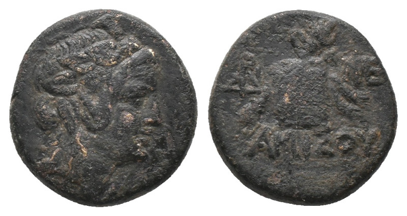 PONTOS. Amisos. Time of Mithradates VI Eupator, (85-65 BC). AE Bronze Obv: Head ...