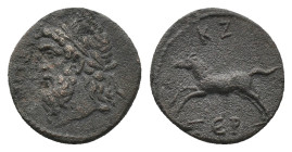 PISIDIA, Termessos (1st century BC. Dated CY 25 (47/6 BC). AE Bronze
Obv: Laureate head of Zeus left
Rev: TEP, Horse galloping left; KZ (date) above...