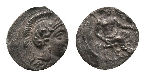 CILICIA. Uncertain. Obol. (4th century BC). AR Silver Obv: Helmeted head of Athe...