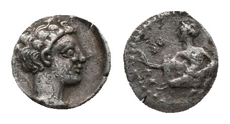 CILICIA. Uncertain. Obol. (4th century BC). AR Silver Obv: Male head right Rev: ...