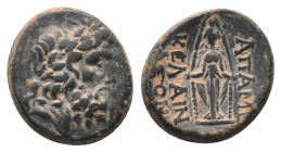 PHRYGIA. Apameia. (88-40 BC) AE Bronze. (Magistrates: Kelaino-, and Leont-,) Obv: laureate head of Zeus right. Rev: AΠAME[ΩN] / ΚΕΛΑΙ[ΝΟ] ΛΕΟΝ[T] . fa...
