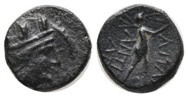 PHRYGIA. Apameia. (88-40 BC).AE Bronze, (Magistrates: Philokrates, son of Aristeon, eglogistes)
Obv: Turreted head of Artemis-Tyche right, with bow a...