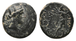 PHRYGIA. Apameia. (88-40 BC).AE Bronze,
Obv: Turreted head of Artemis-Tyche right, with bow and quiver over shoulder.
Rev: Marsyas advancing right, ...