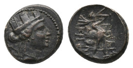 PHRYGIA. Apameia. (88-40 BC).AE Bronze, (Magistrates: Kelainos )
Obv: Turreted head of Artemis-Tyche right, with bow and quiver over shoulder.
Rev: ...