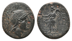 PHRYGIA, Eumeneia (2nd-1st century BC). AE Bronze Obv: Helmeted head of Athena right Rev: EYME-NEΩN ΔIOΦAN, Nike advancing left, holding wreath and pa...