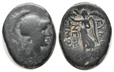 PHRYGIA, Eumeneia (2nd-1st century BC). AE Bronze Obv: Helmeted head of Athena right Rev: EYME-NEΩN ΔIOΦAN, Nike advancing left, holding wreath and pa...