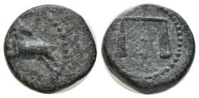 PHARAONIC KINGS of EGYPT. Nektanebo II (361-343 BC). AE. Bronze
Obv : Ram leaping left, head reverted.
Rev : Scales; two pellets below. Condition: G...