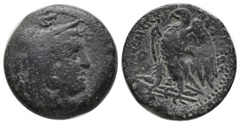 PTOLEMAIC KINGDOM, Ptolemy II Philadelphos ( 285-246 BC) AE. Bronze Obv: Head of Herakles right, wearing lion skin. Rev: ΠTOΛEMAIOY BAΣIΛEΩΣ, eagle st...
