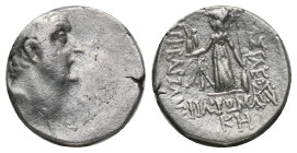 KINGS of CAPPADOCIA. Ariobarzanes I Philoromaios. Drachm (96-63 BC). AR Silver. Mint A (Eusebeia). Obv: Diademed head right Rev: Athena Nikephoros sta...