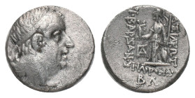 KINGS of CAPPADOCIA. Ariobarzanes I Philoromaios. Drachm (96-63 BC). AR Silver. Mint A (Eusebeia). Dated RY 32 = 64/3 BC Obv: Diademed head right Rev:...