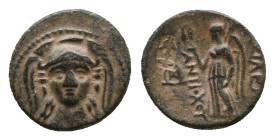SELEUKID KINGS of SYRIA. Antiochos I Soter (281-261 BC).AE. Bronze, Smyrna or Sardes. Obv : Helmeted head of Athena facing.
Rev : BAΣIΛEΩΣ ANTIOXOY. ...