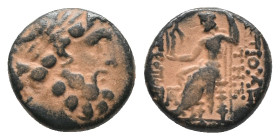 (Repatinated) SELEUCIS & PIERIA. Antioch. Ae Tetrachalkon (63-28 BC). AE Bronze Obv: Laureate head of Zeus on the right. Rev: Zeus sitting on the left...