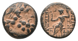 (Repatinated) SELEUCIS & PIERIA. Antioch. Ae Tetrachalkon (63-28 BC) AE Bronze Obv: Laureate head of Zeus on the right. Rev: Zeus sitting on the left,...