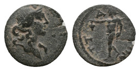 LYDIA, Attalea, Pseudo-autonomous. (100-200 AD) AE. Bronze, Uncertain reign.
Obv: Head of Dionysus (youthful) wearing diadem and ivy wreath, right.
...
