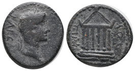 GALATIA.Koinon of Galatia. Tiberius.(14-37 AD).AE. Bronze
Obv : ΤΙΒΕΡΙΟϹ ΚΑΙϹΑΡ. Bare head right.
Rev : ΕΠΙ ΒΑϹΙΛ ΠΡΕϹ ϹΕΒΑϹΤΟϹ. Hexastyle temple fa...