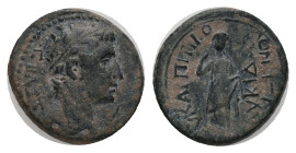 PHRYGIA. Eucarpea. Uncertain. Augustus or Tiberius (27 BC - 37 AD). AE. Bronze
Obv : ΣΕΒΑΣΤΟΣ. Laureate head of Augustus (?) or Tiberius (?), right; ...