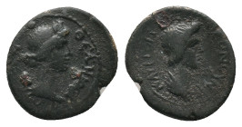 PHRYGIA. Aezanis. Psuedo-autonomous. Time of Claudius ? (41-54 AD). AE. Bronze. (magistrate: Asklas, son of Charax) Obv: ΘЄΟC ϹΥΝΚΛΗΤΟΝ. Draped bust o...