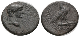 PHRYGIA. Amorium. Nero (54-68 AD). AE. Bronze
Obv : ΝΕΡΩΝΑ ΚΑΙΣΑΡΑ ΑΜΟΡΙΑΝΟΙ. Laureate head right.
Rev : ΕΠΙ ΛΕΥΚΙΟΥ ΙΟΥΛΙΟΥ ΚΑΤΩΝΟΣ ΤΟ Β. Eagle sta...