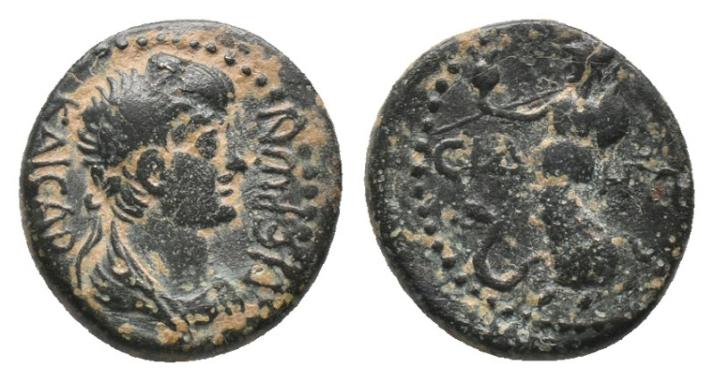 PAMPHYLIA, Side. Nero (54-68 AD) AE. Bronze, Issue: First group: youthful draped...