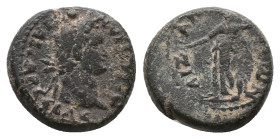 PHRYGIA. Aezani, Domitian (81-96 AD). AE Bronze Obv: ΔΟΜΙΤΙΑΝΟϹ ΚΑΙϹΑΡ ϹƐΒΑϹ; laureate head of Domitian, r.
Rev: ΑΙΖΑΝƐΙΤWΝ; Athena, helmeted, standi...