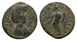PHRYGIA. Hadrianopolis. Julia Domna (Augusta, 193-217). AE. Bronze, Poteitos, archon.
Obv: IOY ΔOMNA CЄ. Draped bust right.
Rev: AΔPI APX ΠOTЄITOY. ...