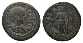PHRYGIA. Cotiaeum. Julia Domna (Augusta, 193-217 AD). AE. Bronze
Obv: IOYΛIA CЄBACTH. Draped bust right.
Rev: KOTIAЄΩN. Tyche standing left, holding...