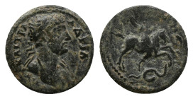 PISIDIA, Baris. Hadrian, (117-138 AD). AE.Bronze
Obv: Laureate bust of Hadrian to right, with slight drapery on his left shoulder.
Rev: Horseman gal...