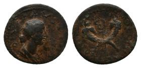 PISIDIA. Antiochia. Diva Faustina Junior.(175/176 AD).AE. Bronze
Obv : DIVA FAVSTINA. Draped bust right.
Rev : COLONIAE ANTIOCHEAE. Winged caduceus ...