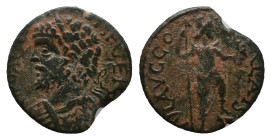 PISIDIA. Antioch. Septimius Severus, (193-211 AD). AE. Bronze Obv:. IMP [SEP SEV] PERT AV Laureate head left. Rev. ANTIOCH COLONIA. Mên standing left,...