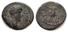 CILICIA. Coracesium. Antoninus Pius (138-161 AD) AE. Bronze Obv: Α ΚΑΙСΑΡ ΑΝΤωΝЄΙΝΟС. Laureate head right Rev: ΚΟΡΑΚΗСΙωΤωΝ. Artemis standing right, h...