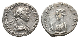 CAPPADOCIA.Caesarea.Trajan. Didrachm. (98-117 AD). AR Silver Obv: AΥΤΟΚΡ ΚΑΙϹ ΝΕΡ ΤΡΑΙΑΝΟϹ ϹΕΒ ΓΕΡΜ ΔΑΚ, laureate head of Trajan, right, drapery on le...