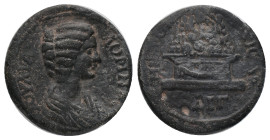 CAPPADOCIA, Caesarea-Eusebia. Julia Domna, Augusta (193-217 AD) AE Bronze
Obv: IOVΛIA ΔOMNA [AVΓ]. Draped bust right
Rev: MHTPOΠ KAICAPI. Agalma of ...