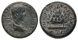 CAPPADOCIA, Caesarea. Elagabalus (218-222) AE, Year 3 = 220/21
Obv: AY K M AYPHΛI ANTΩNЄINOC, laureate, draped and cuirassed bust, right.
Rev. MHTPO...
