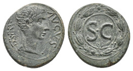SYRIA. Seleucis and Pieria.Antioch. (27 BC-14 AD). AE. Bronze
Obv: IMP AVGVST TR POT; aureate head of Augustus, r., ΕΛ in monogram under the head
Re...