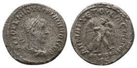 SYRIA. Seleucis and Pieria. Antioch. Philip I the Arab.Tetradrachm (244-249 AD). Billon Obv : AVTOK K M IOYΛI ΦIΛIΠΠOC CEB. Radiate, draped and cuiras...
