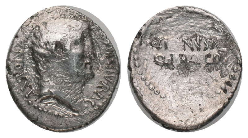 MARK ANTONY, Denarius. (44-30 BC). AR. Silver, with M. Junius Silanus, quaestor ...