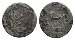 M. AEMILIUS SCAURUS and PUB. PLAUTIUS HYPSAEUS, Rome. Fourrèe Denarius. (58 BC). AR, Silver Obv.:Nabatean king Aretas kneeling to right, olive branch ...