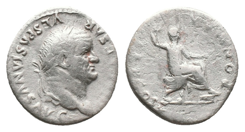 VESPASIAN. Rome. Denarius.(69-79 AD). AR
Obv : IMP CAESAR VESPASIANVS AVG. Laur...