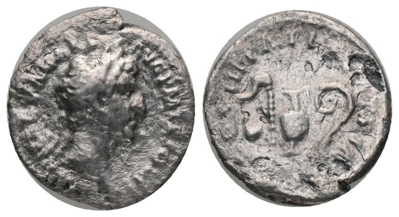 NERVA. Rome, Denarius. (96-98 AD). AR Obv: Laureate head right Rev: Emblems of t...