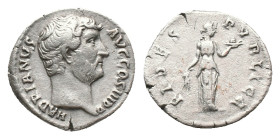 HADRIAN. Rome. Denarius. (117-138 AD). AR. Obv: HADRIANVS AVG COS III P P. Head of Hadrian, bare, right.
Rev: FIDES PVBLICA. Fides standing right, ho...
