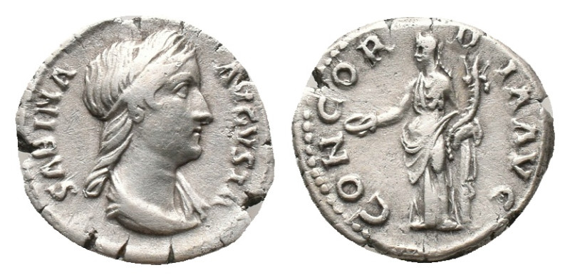 SABINA. Rome. Denarius. (128-137 AD). AR
Obv : SABINA AVGVSTA, draped bust righ...
