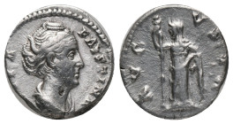 DIVA FAUSTINA I. Rome. Denarius. (138-141 AD). AR Obv: DIVA FAVSTINA, bust draped right Rev: AVGVSTA, Ceres standing left, holding long torch RIC 362 ...