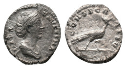 DIVA FAUSTINA I. Rome. Denarius. (138-141 AD). AR Obv: DIVA FAVSTINA. Bust of Faustina I, draped, right, hair elaborately waved in several loops round...