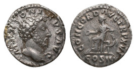 MARCUS AURELIUS. Rome. Denarius. (161-180 AD). AR Obv : IMP M AVREL ANTONINVS AVG, laureate head of Marcus Aurelius right Rev : CONCORD AVG TR P XVI, ...