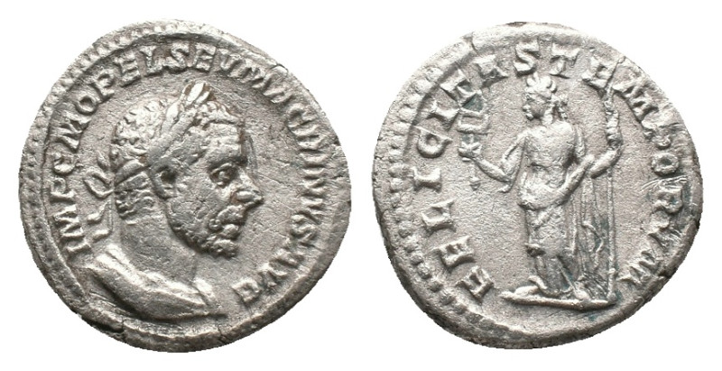 MACRINUS . Rome. Denarius. (217-218). AR
Obv: IMP C M OPEL SEV MACRINVS AVG. La...