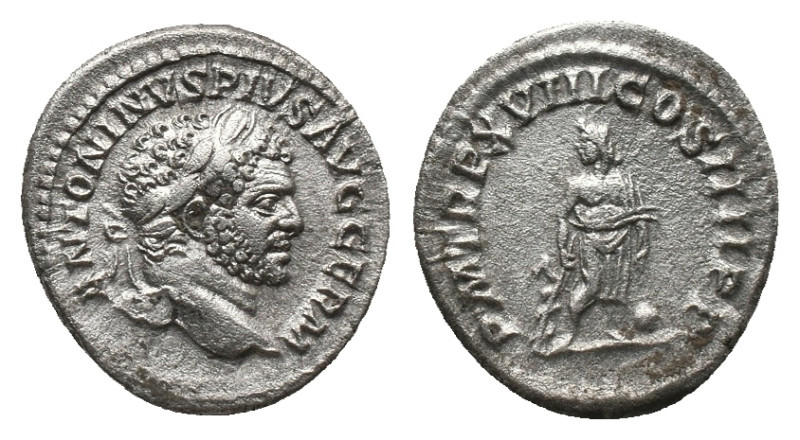 CARACALLA. Rome. Denarius. (198-217 AD) AR Obv: ANTONINVS PIVS AVG GERM, Laureat...