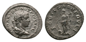 ELAGABALUS. Rome. Denarius. (218-222). AR. Obv: IMP ANTONI – NVS PIVS AVG Laureate and draped bust right. Rev: FORTVNAE – REDVCI Fortuna standing l., ...
