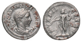 SEVERUS ALEXANDER. Rome. Denarius (222-235 AD). AR Obv: IMP C M AVR SEV ALEXAND AVG Laureate and draped bust right Rev: P M TR P III COS P P Jupiter s...