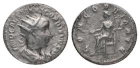 GORDIAN III. Rome. Antoninianus (238-244 AD). AR Obv: IMP CAES M ANT GORDIANVS AVG. Radiate bust right Rev: CONCORDIA AVG, Concordia seated to left, h...